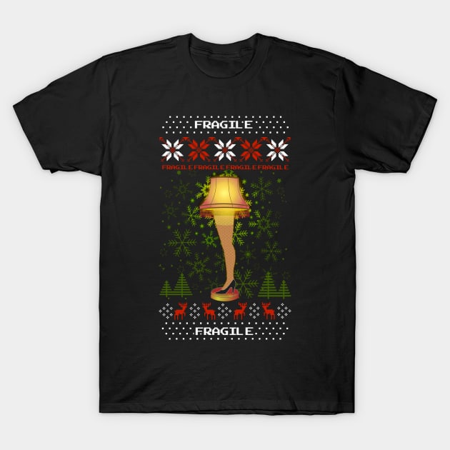 Christmas Leg Lamp Ugly Christmas Sweater Story Top T-Shirt by interDesign